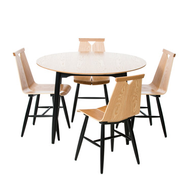 1960 ruokaryhmä, pyöreä pöytä 110 cm ja 4 tuolia