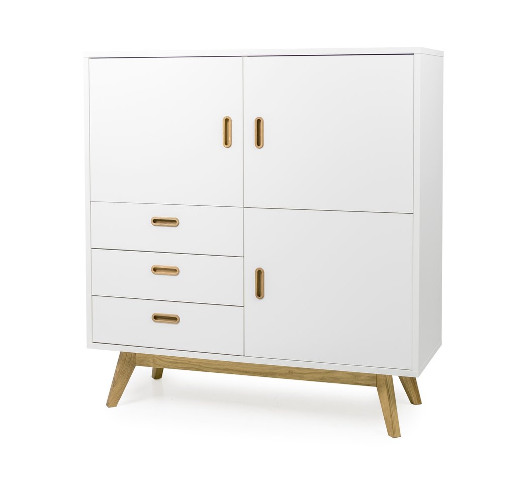 Bess kaappi 3D, White/Oak