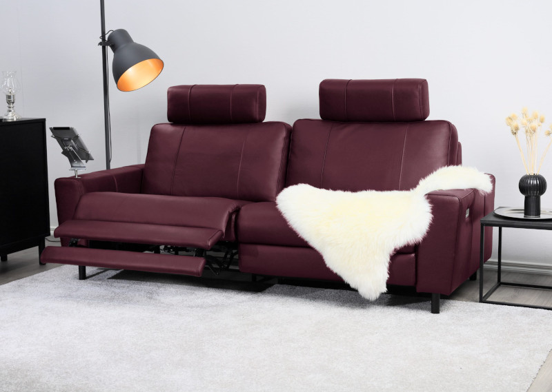 Muru sohva 2 moottorilla 2-istuttava nahka miljöökuva, Natural Fine Claret