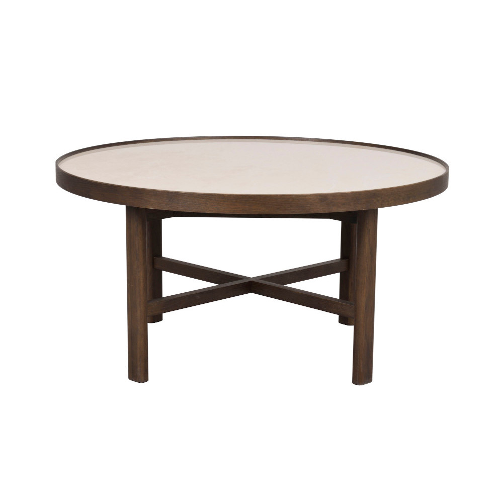Rowico Marsden pyöreä kahvipöytä 90x90 cm, beige/ruskea