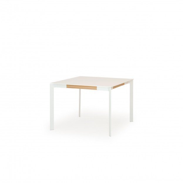 Muurame Viisto ruokapöytä 104x104 cm, valkoinen/tammi