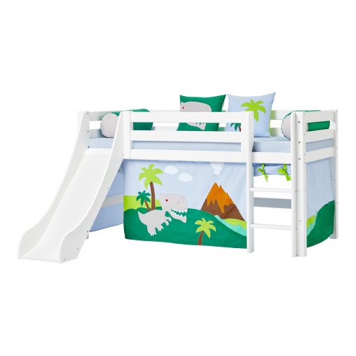 Hoppekids ECO Luxury puolikorkea parvi 70x160 liukumäellä ja teemalla (Dinosaur)