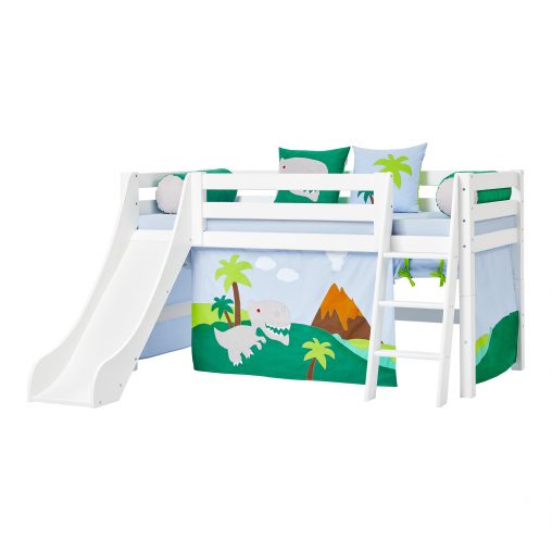 Hoppekids ECO Luxury puolikorkea parvi 90x200 liukumäellä teemalla (dinosaur)