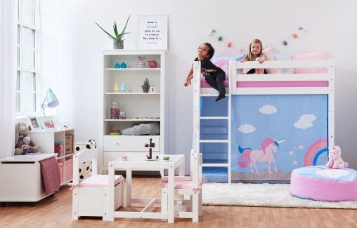 Hoppekids ECO Luxury keskikorkea parvisänky 70x160 teemalla (Unicorn)