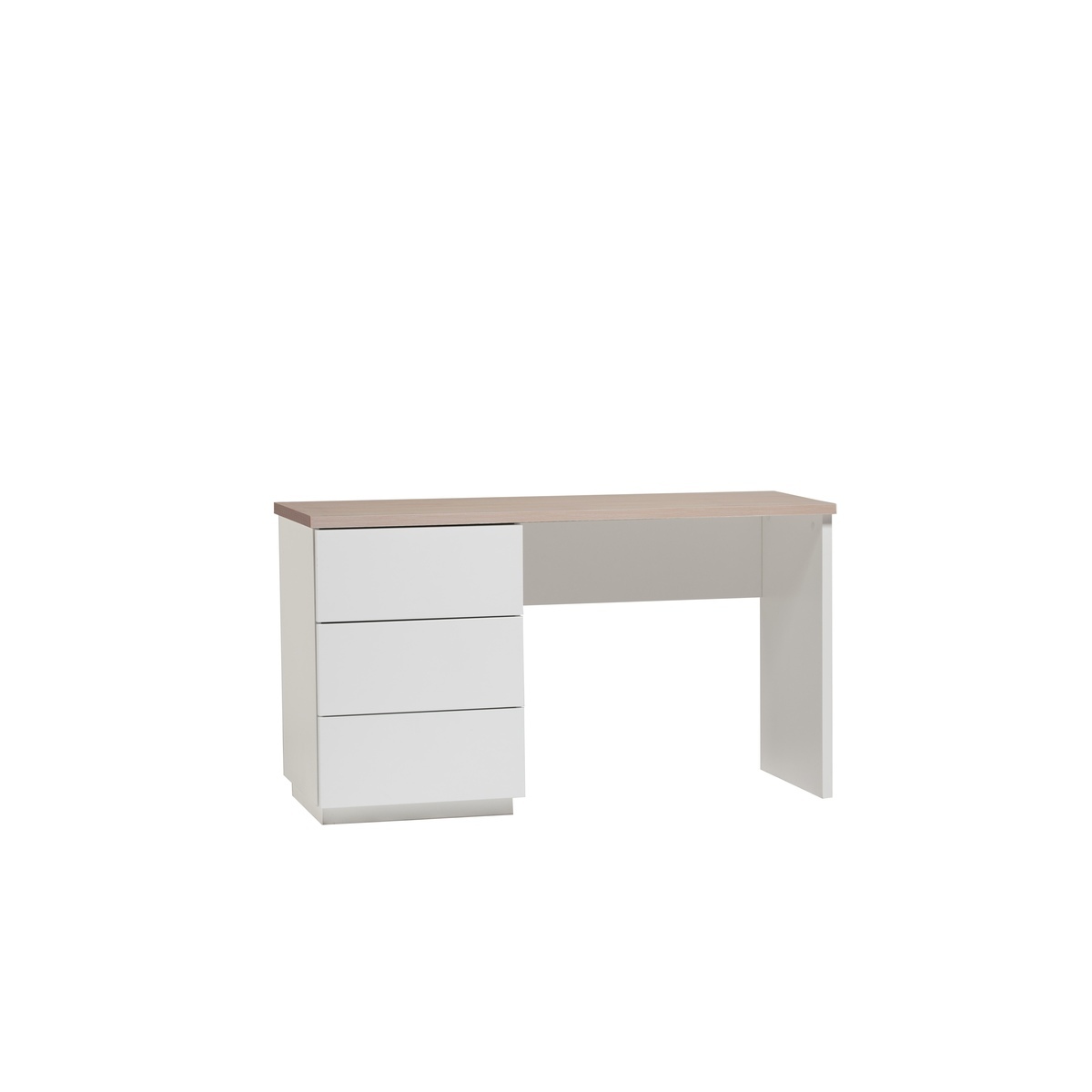 Anton työpöytä 130cm, laatikoilla, valkoinen/tammi