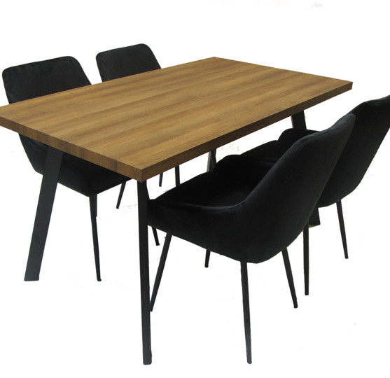 West pöytä ja Velvet tuolit 4 kpl. HUOM! Pöydän kuva on viitteellinen, pöydän oikean värin näet yksittäiskuvasta.