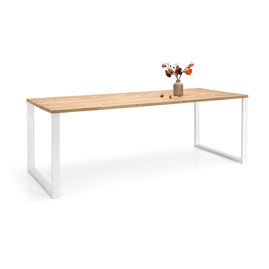 Edna ruokapöytä metallijaloilla, antiikki/valkoinen