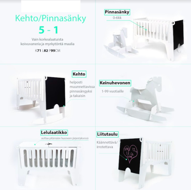 Ada kehto ja keinuhevonen vauvansänkysetti 5 in 1