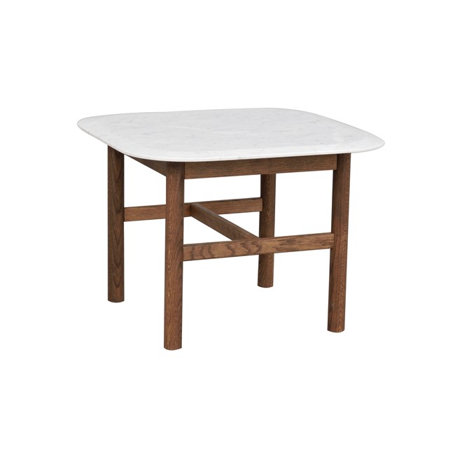 Hammond sohvapöytä 62x62 marmorikannella, ruskea/valkoinen