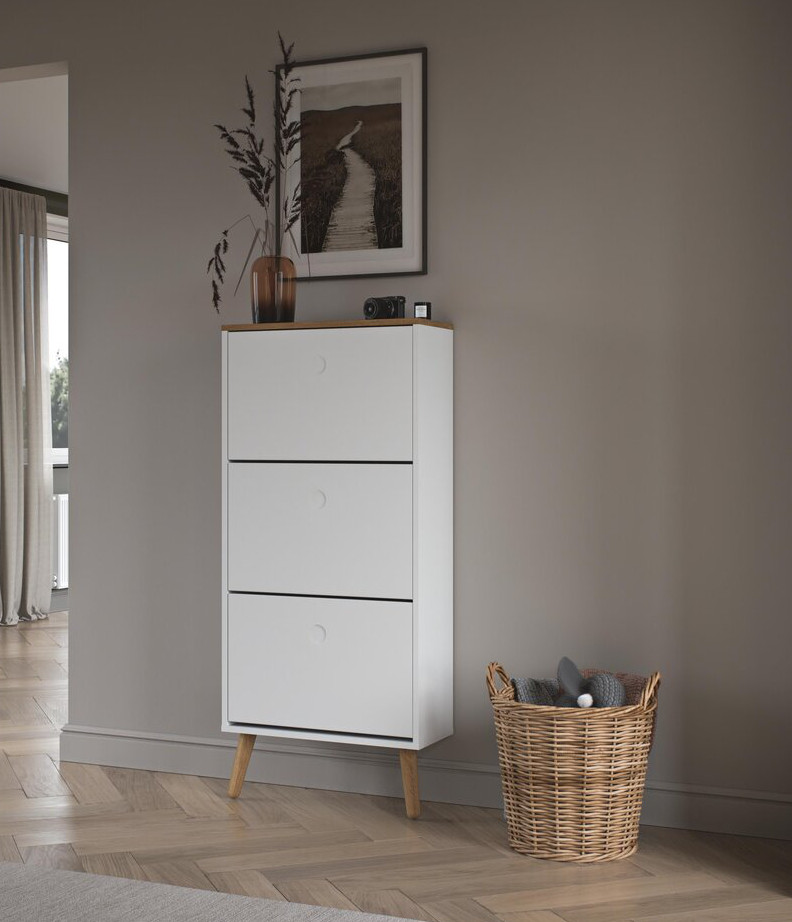 Dot kenkäkaappi 3F miljöökuva, White/Oak