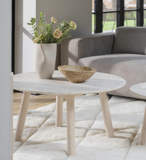 Rowico Taransay sohvapöytä 90 miljöökuva, beige/valkopesty