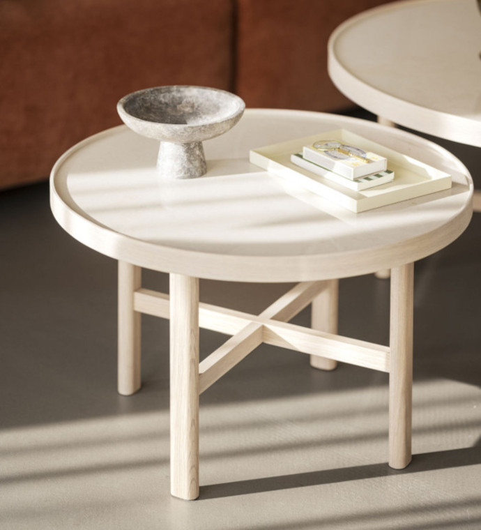 Rowico Marsden kahvipöytä 60x60 cm miöjöökuva, beige/valkopesty