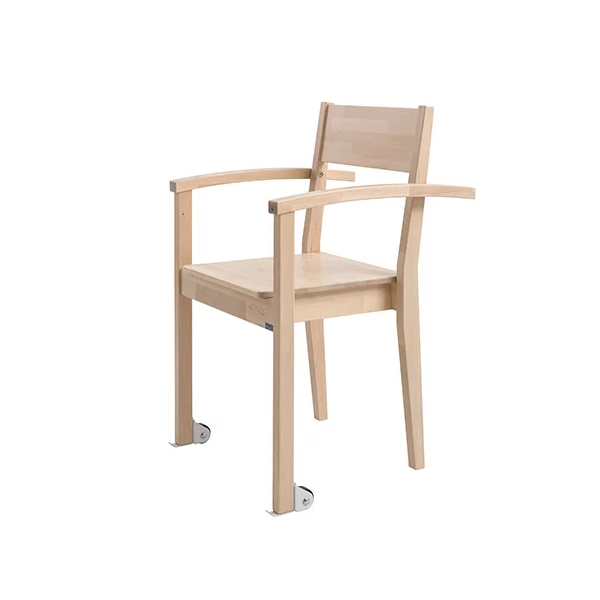 Joki tuoli käsinojilla, työntökahvat+pyörät, koivu