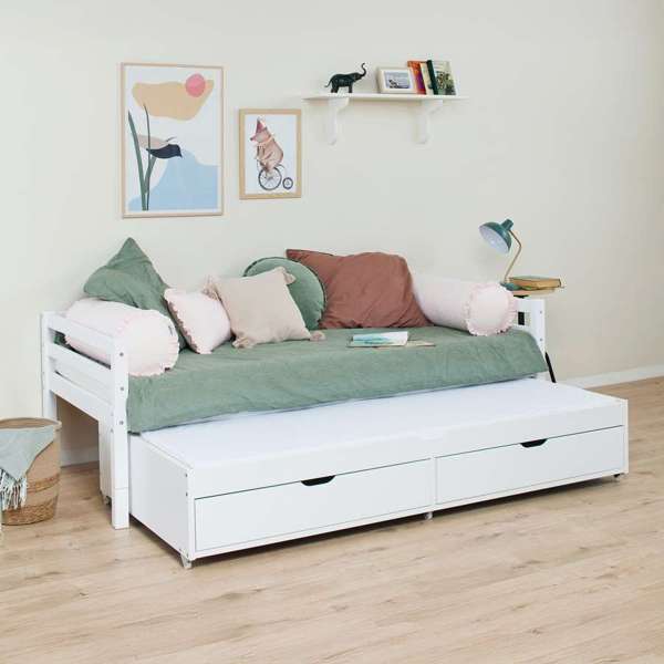 Hoppekids ECO Dream sohvasänky varavuoteella ja sängynaluslaatikoilla 90x200 miljöökuva