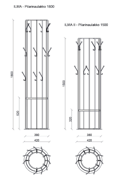 Ilma pystynaulakko mitat
