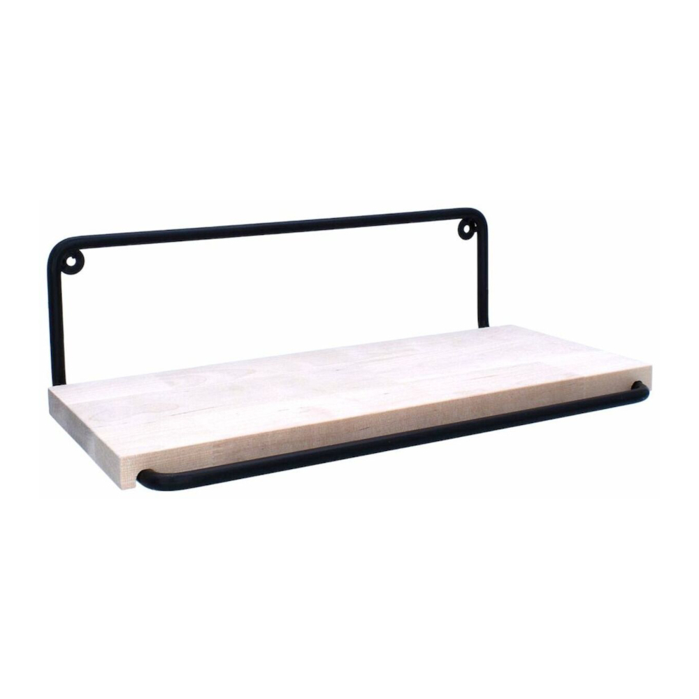 Ilma seinähylly (suora), musta/koivu (leveys 60 cm)