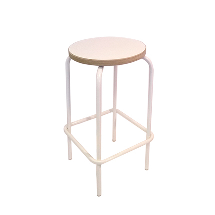 CLASSIC -75 baarijakkara maalattu runko (pyöreä istuin, H-jalka), laminaattipintainen vaneri valkoinen/valkoinen