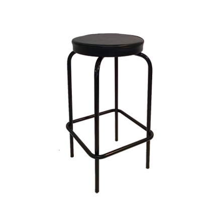 CLASSIC -75 baarijakkara maalattu runko (pyöreä istuin, H-jalka), musta keinonahka/musta