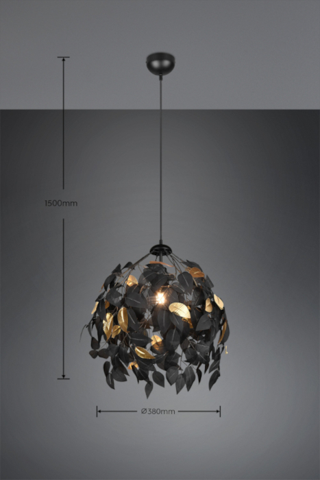 Lehti riippuvalaisin mitat