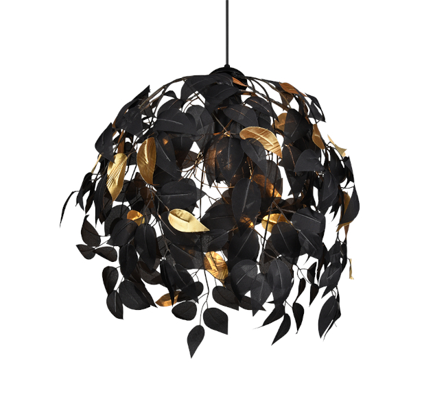 Lehti riippuvalaisin, musta