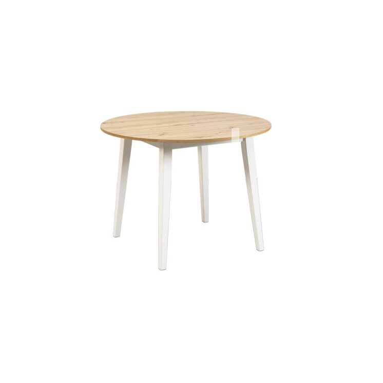 Huurre pyöreä pöytä, valkoinen/tammi