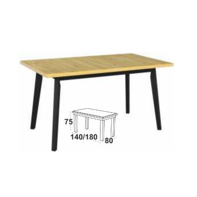 Routa jatkettava ruokapöytä mittakuva