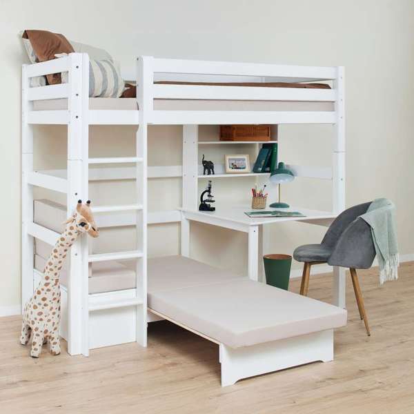 Hoppekids ECO Luxury parvisänky 90x200 Study ja Chill moduulilla miljöökuva