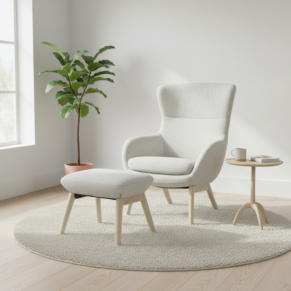 Arvo lepotuoli rahilla miljöökuva, vaalea beige