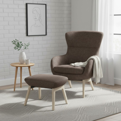 Arvo lepotuoli rahilla miljöökuva, ruskea