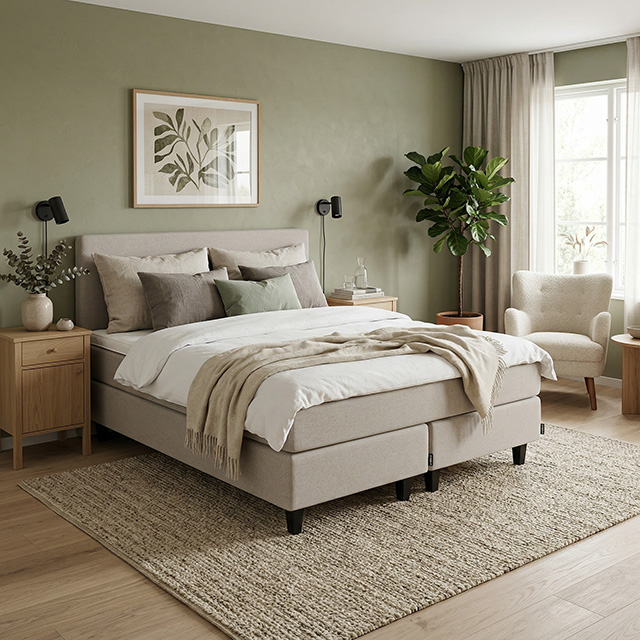 Juurikivi Pocket jenkkisänky 160/180 miljöökuva, Leaf 01 Beige