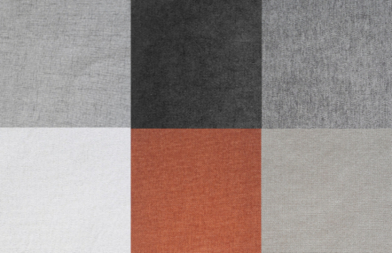 Värit vasem. ylh. lähtien: Verona 16 vaaleanharmaa, Tunnel 19 musta, Tunnel 17 harmaa, Tunnel 01 valkoinen, Lotus 9244 Terra, Leaf 01 Beige.