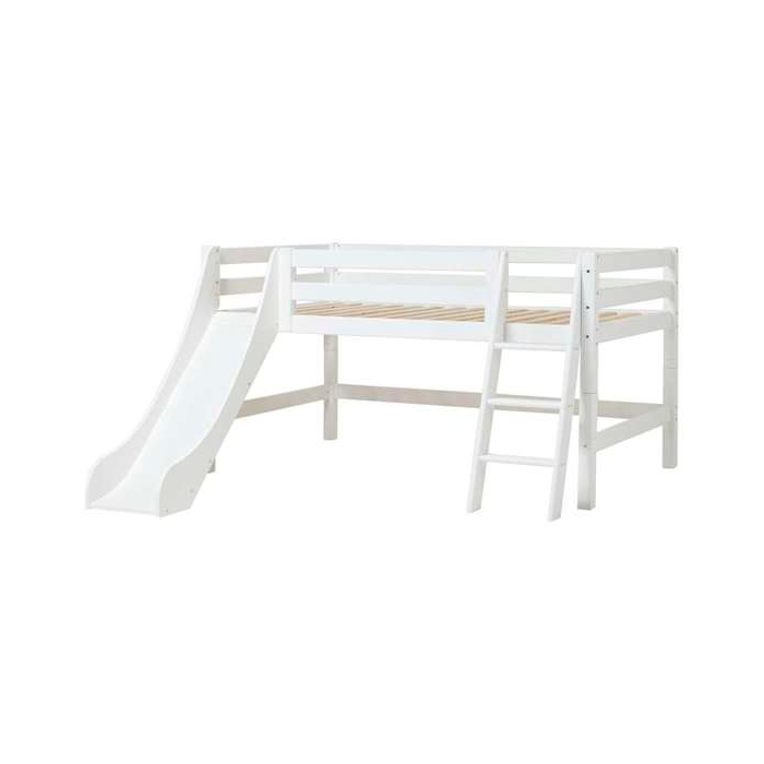 Hoppekids ECO Luxury puolikorkea parvi 120x200 liukumäellä, viistotikkaat