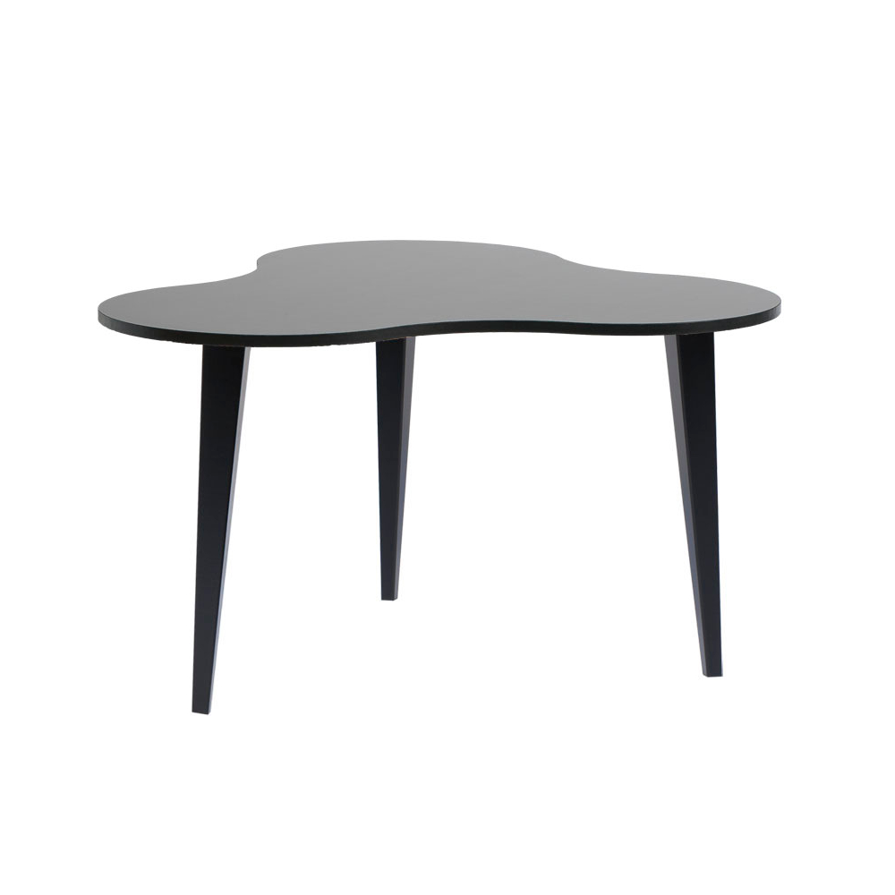 Luna 4 sohvapöytä puujaloilla, mustat jalat ja musta kansilevy