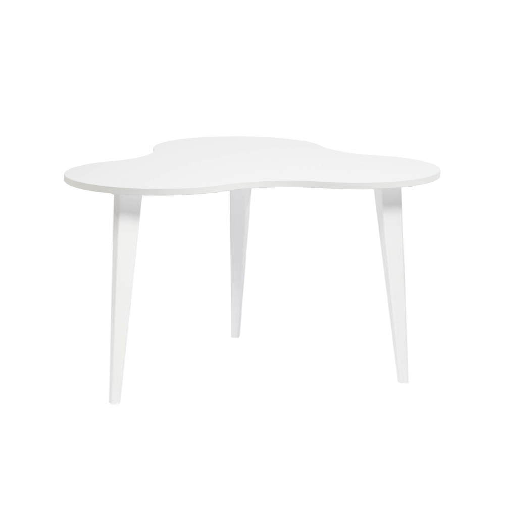 Luna 4 sohvapöytä puujaloilla, valkoiset jalat ja valkoinen kansilevy