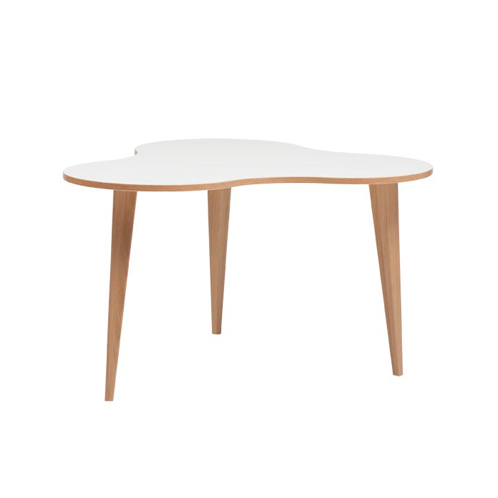 Luna 4 sohvapöytä puujaloilla, öljytty tammi jalat ja valkoinen/öljytty tammi kansilevy