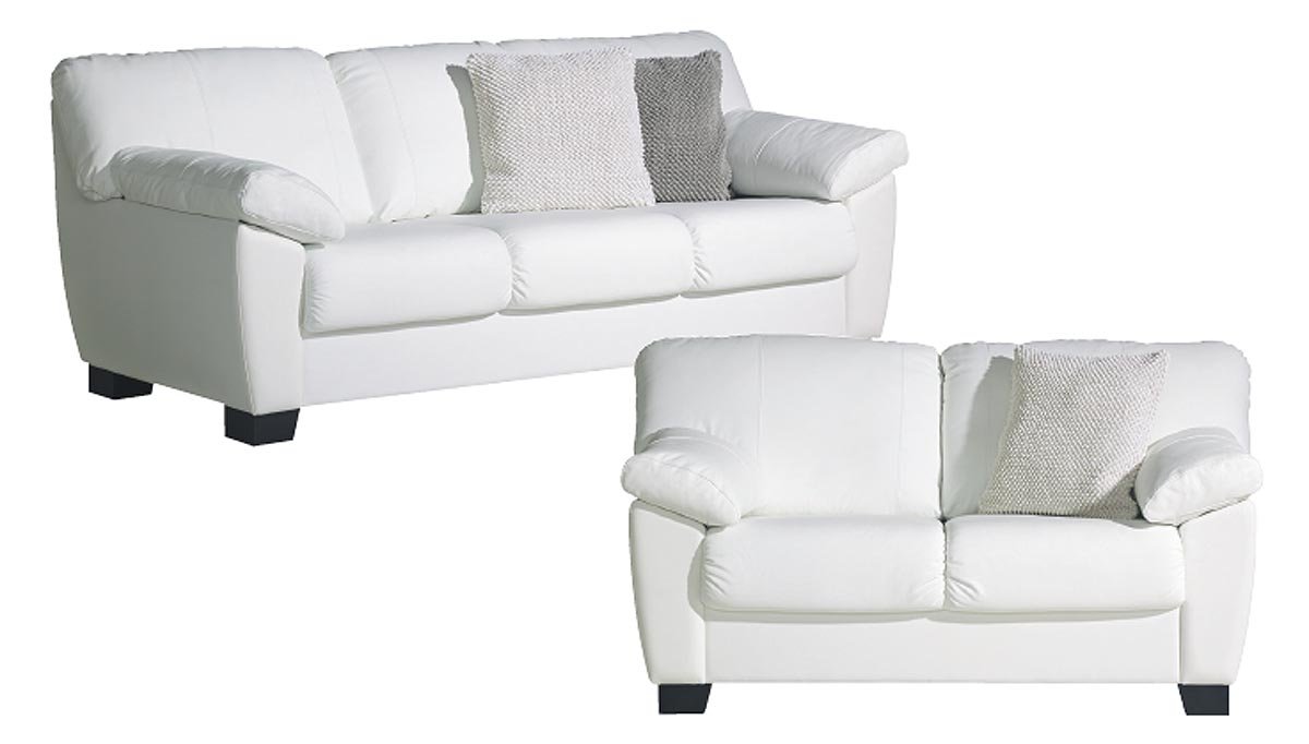 Noronen Otso sohva, nahka/keinonahka valkoinen ja jalat musta