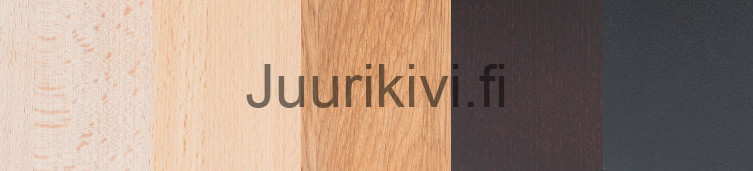 Puuosien värivaihtoehdot: käsittelemätön pyökki, öljytty pyökki, öljytty tammi, tummaruskea, musta.