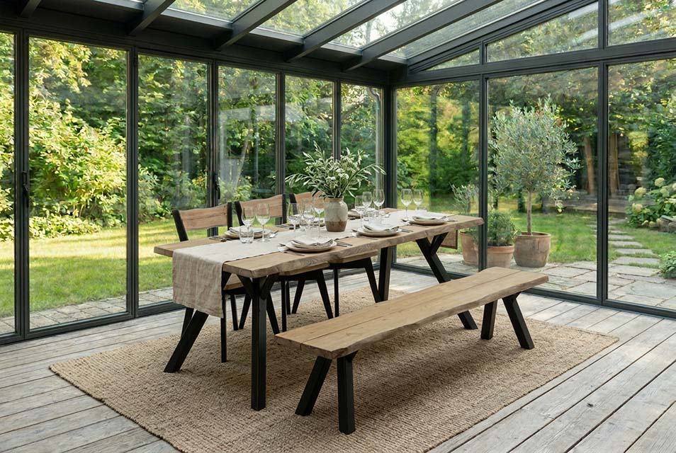 Lana lankkupöytä 200 miljöökuva, antiikki/musta