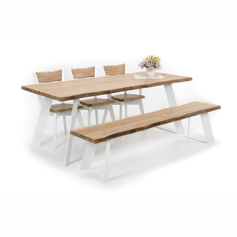 Lana pyöreä lankkupöytä, antiikki/valkoinen