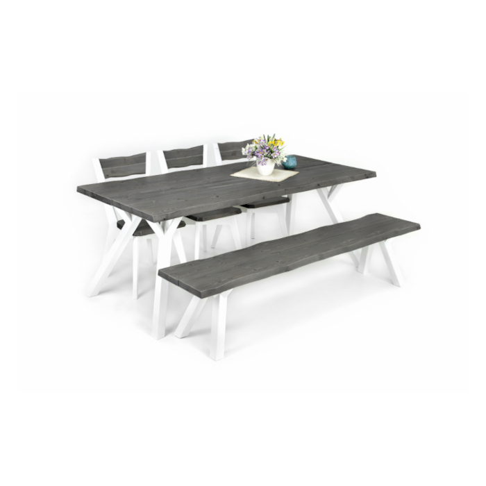 Lana pyöreä lankkupöytä, harmaa/valkoinen