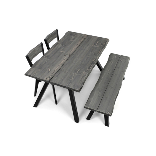 Lana pyöreä lankkupöytä, harmaa/musta