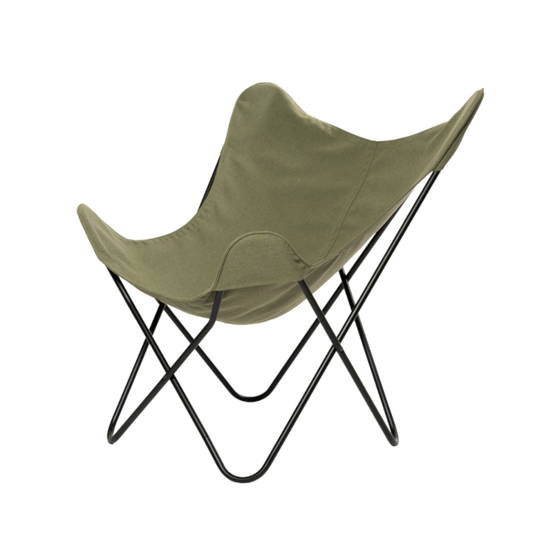 Lepakkotuoli yksivärisellä kankaalla, musta runko/vihreä